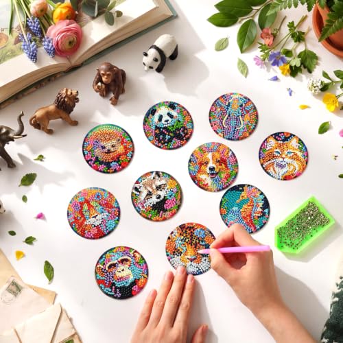 Zonon 12 Pcs Diamond Painting Magnets Kits, Psychedelic Animal Fridge - color: Boho, style: Animal