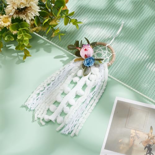 INFUNIY 12set Flower Mini Dream Catcher Kit DIY Dream Catcher Beginner Kit Make Your Own Dream Catcher Kits 6 Inch Small Dream Catchers with Instruction for Teen Room Wall Hanging Car - style: 12pcs flower
