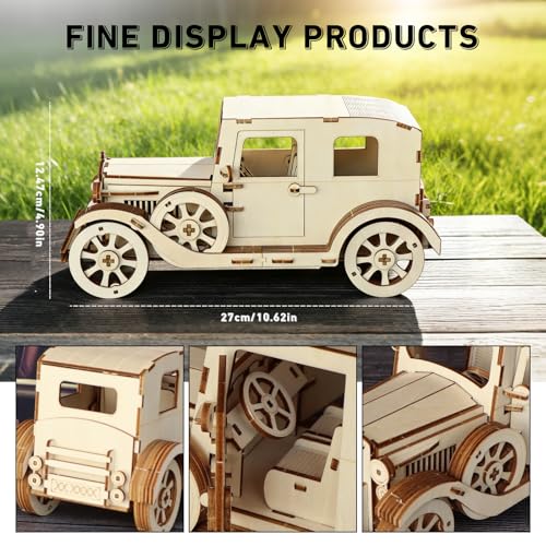 Vintage Off-Road Car Model Kit, 3D Wooden Puzzle for Adults & Teens, Wooden Mechanical Model Building Kits, DIY Brain Teaser Craft Hobby Toy, Desk Decor & Creative Gifts