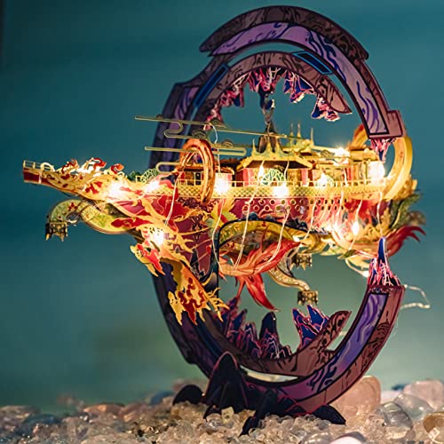 MU 3D Metal Puzzles for Adults Star Boat,Metal Model Kits Noah's Ark Building Miniature,Fairyland Landscape Architecture Building, DIY Sets Birthday New Year Xmas Gift - color: Star Boat