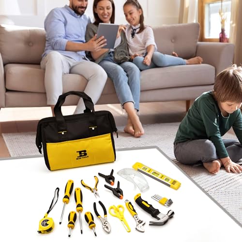 20-Piece Hand Tool Set with Storage Bag for Boys & Girls, Learning Tool Kit for Home DIY