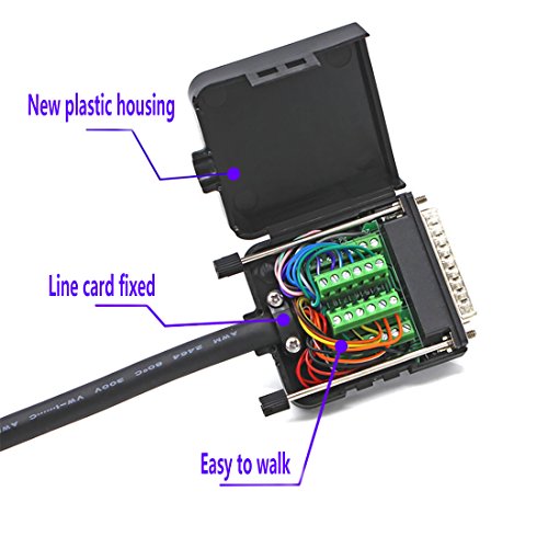 DB25 Breakout Board Solder-Free Male Adapter 25-pin Port Adapter to Terminal Connector Signal Module Long Bolts and Nuts with case