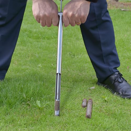 Soil Probe 16 Inch with 2 Bags, Soil Sample Probe with Ejector for Lawn House Plants, T-Handle Soil Sampler Probe Rod, Stainless Steel Soil Test Kits Tool for Soil Sampling - size: 16" With Ejector