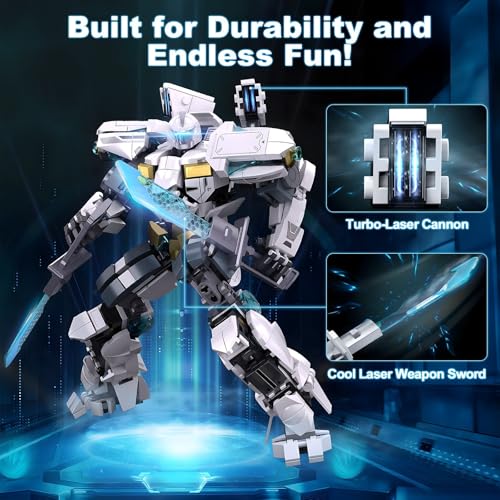 Mech Robot Building Sets Easter 561 PCS Transforming Mecha Robot Model Kit Creative Building Display Gift Christmas Birthday Ages 14+ - style: Ice Mech Robot