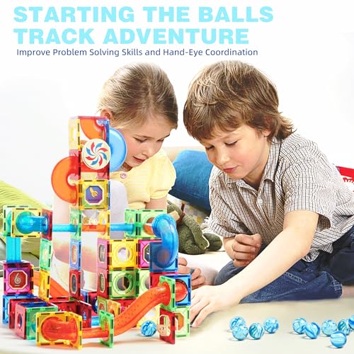 MAGBLOCK 176PCS Magnetic Tiles Marble Run Set Building Blocks for Ages 8+ - size: 176pcs