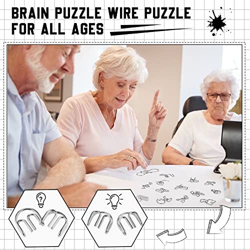 Metal Brain Teasers Set, Steel Iq Games with Pouch, Easy - style: Easy