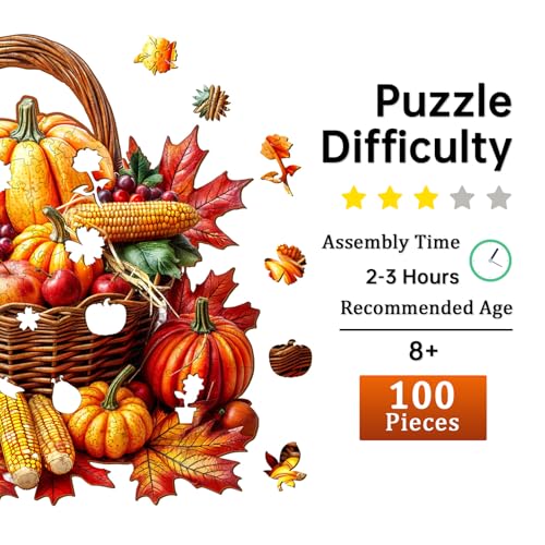 Jigfoxy Wooden Puzzles for Adults, Fall Wood Puzzle for Adults - color: Autumn, size: Small