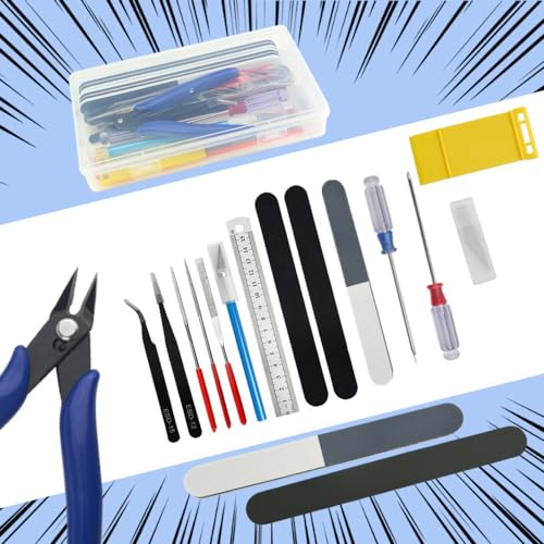 WMYCONGCONG 17 PCS Model Tools Kit Modeler Basic Tools Hobby Building Tools Kit for Gundam Beginner Hobby Model Assemble Building Repairing and Fixing