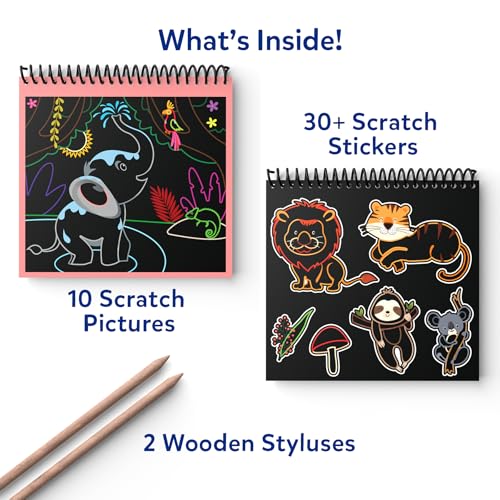 Skillmatics Magical Scratch Art Book – Animals, Paper Craft Kit, Travel Toy - style: 1. Animals