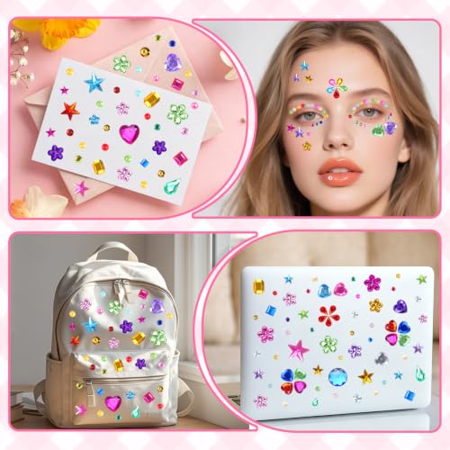 10000+Pcs Gem Stickers, 19 Sheets Rhinestone Stickers, Diamond Stickers