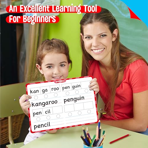 8 Packs Phonemic Awareness Dry Erase Board, Double Sided Dry Erase Board Writable and Erasable Phonics Learning White Board for Kids, Students, Classroom and Home (Each Measures 12” x 9”) - color: Phonemic Awareness