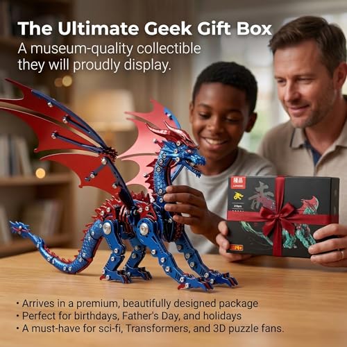 3D Metal Puzzles for Adults, Mechanical Dragon Model Kit - color: Pterosaur-blue