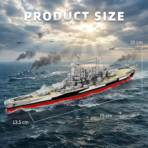 USS North Carolina - Battleship Building Blocks,2662 PCS for Adults 14+ - style: USS North Carolina