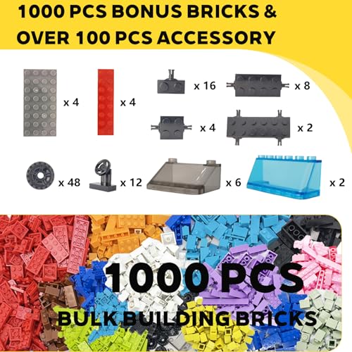 1100 Pieces Building Bricks, Classic Bulk Building Blocks for Kids - size: 1100