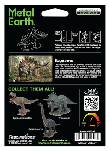 Metal Earth Stegosaurus Dinosaur Color 3D Metal Model Kit Fascinations