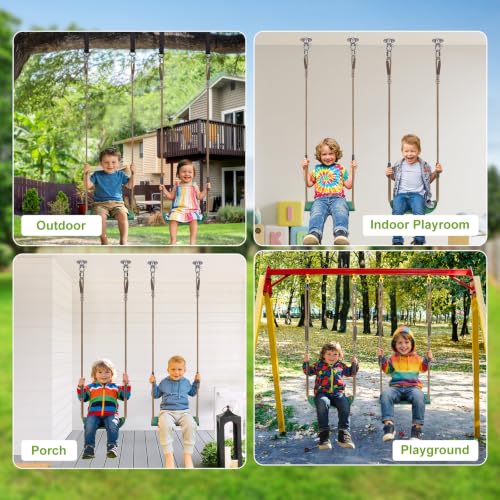 2Pack Heavy Duty Swing Seats for Kids Green Plastic Hard Anti Slip Seat - color: Water Ripple & Diamond