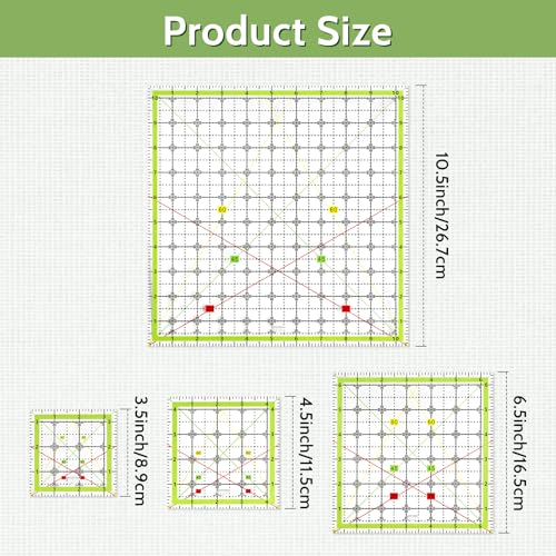 Imeepa 4PCS Quilting Ruler Set, Square Quilting Templates 3.5/4.5/6.5/10.5" - size: Square