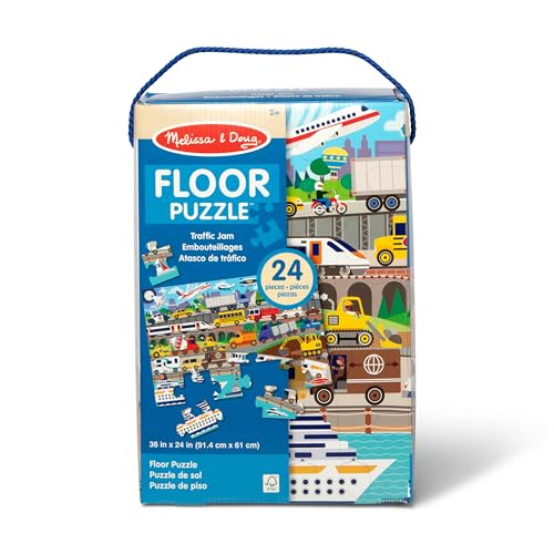 Melissa & Doug Traffic Jam Jumbo Floor Puzzle 24-Piece City Vehicle Toy