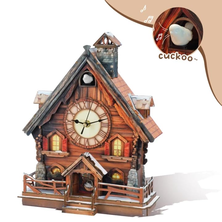 3D Puzzle for Adults Clock - Swiss Chalet Cuckoo Clock Model Kit - color: Swiss Chalet