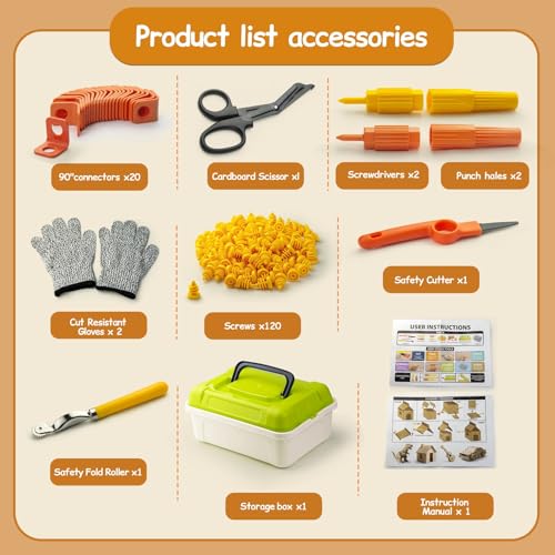 Kids Cardboard Cutter Safe Tool Set 150 Pcs with Storage Box