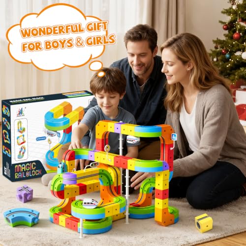 Electric Train Set, 3D Cube Track-DIY Rail Cube Block Kit - size: 32pcs+1 Car