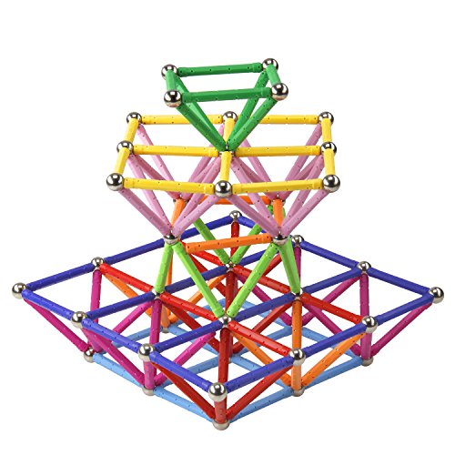 160 Pcs Magnet Building Sticks Kids Toys, Lengthen Magnetic Construction Building Blocks Set 3D Brain Training Learning Educational DIY STEM Toys