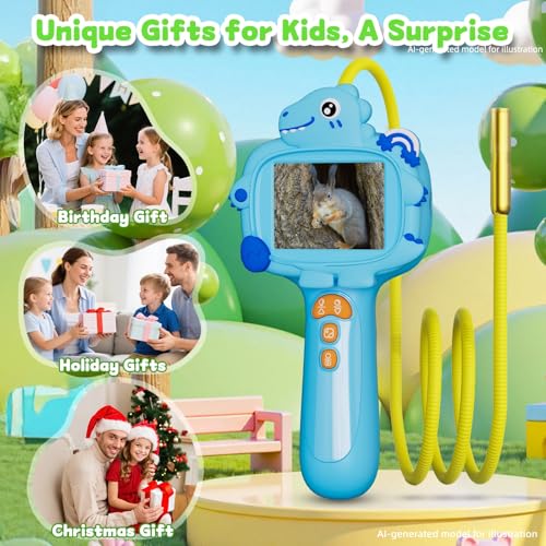 Kids Borescope Camera with Light, STEM Educational Toy, Blue - color: Blue