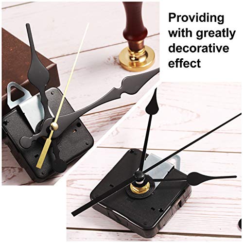 Outus 4 Pieces Quartz Clock Movement Mechanism Non Ticking DIY Mechanism with 6 Clock Hands Sets for Repair Parts Replacement(0.5 Inch/ 13 mm,Gold, Black) - size: 13 mm