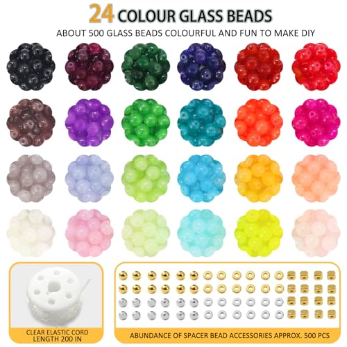 JULIMAIDONG 8mm 24Color Glass Beads for Bracelets Jewelry Making Kits - color: 24Color, size: 8MM