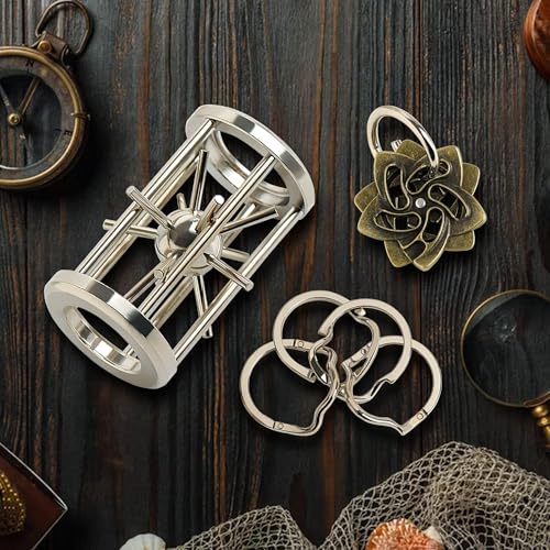 3 PCS Metal Brain Teaser Puzzles Set for Present Gift - color: Metallic Color(combination 1)