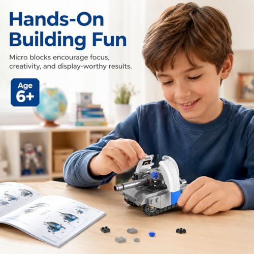 Micro Building Blocks Armored Phantom Tank Model Kit (4 Styles), Mini Cute Tank Set with Rotating Turret & Simulated Tracks,Develop Hands-on Skills (Phantom Tank) - color: Phantom Tank