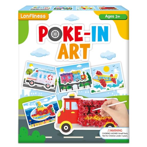Lonfliness 8Pcs Transportation Poke in Craft Kits for Kids Mess Free DiyArt - style: Transportation