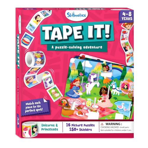 Skillmatics Puzzle Activity – Tape It Unicorn & Princess Sticker Puzzles