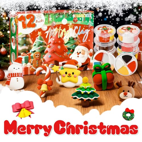 MuseLuxe Air Dry Clay - 12 Boxes Christmas Modeling Clay Kit - color: 12 Colors