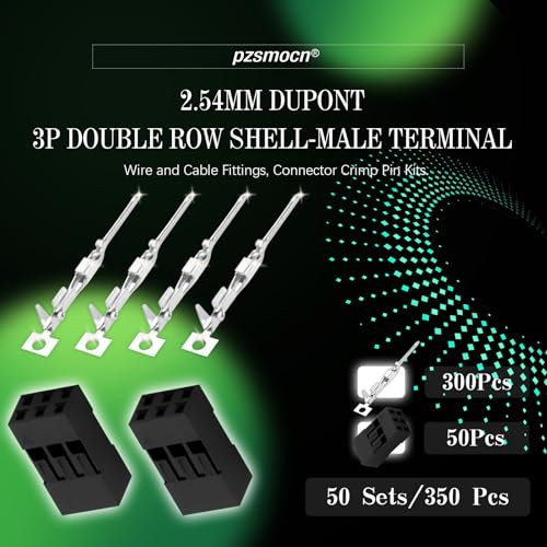 50 Sets / 350 Pieces for Dupont 2.54mm 3Pin Black Male Connector - size: 3-Pin Male, style: Black-Double Row