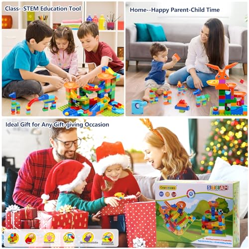 COUOMOXA 110 Pcs Marble Run Set, STEM Building Blocks Toy - style: 110 marble run
