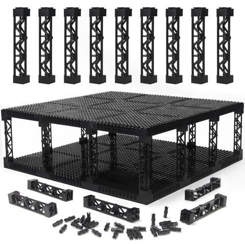 18pcs Plates 16x16 with Support Girder Brick Set Multi-layer Parking Garage - color: Black, size: 18 PCS