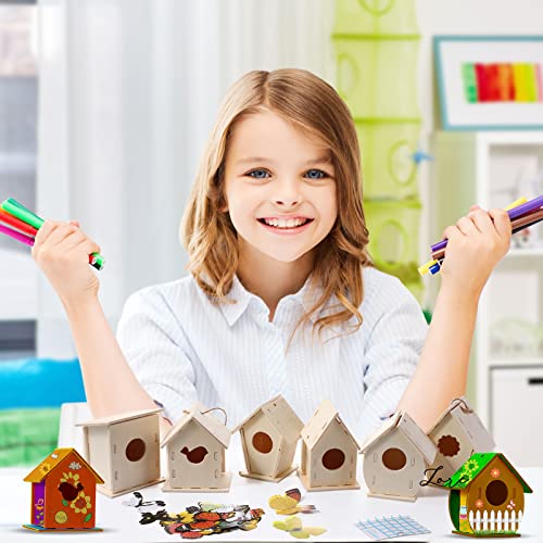 Sawysine 107 DIY Birdhouse Kits, Wooden Bird House Multiple Entrance - style: Cute Style
