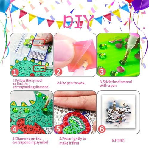 DDGYP 6Pcs Christmas Diamond Art Cards Kit with Envelopes - color: Christmas Scenery 1