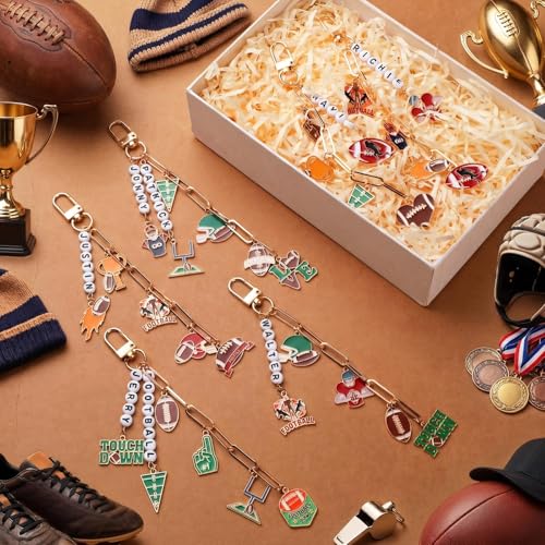 CraftyDream 558 Pcs Football Charm Keychain Making Kit DIY Name Bead Craft - style: Football
