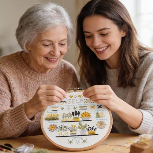 Embroidery Kit for Beginners,Learn 37 Stitches with Instructions & Video - color: 37 Different Stitches