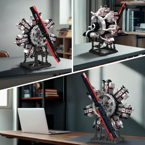 Mould King 10233 Radial Aviation Engine Building Blocks Sets, Engine Model kit That Run, Build Your Own STEM Model Engine, Engine Building Engineering Toys (3089+PCS) - style: 10233 Engine Model
