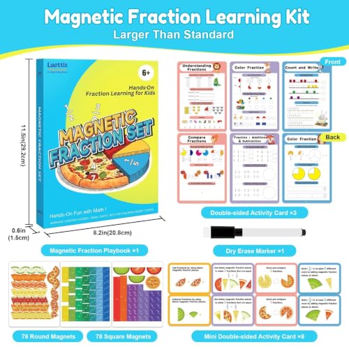 Larger 11.5" Magnetic Fraction Playbook - Montessori Math Manipulatives