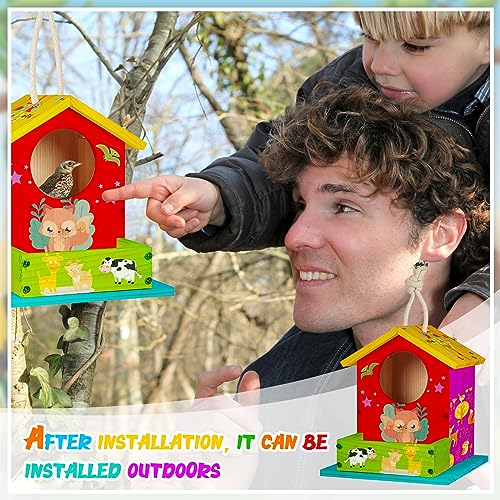 Liliful 16 Pack DIY Birdhouse Kit to Build and Paint, Wooden Bird House