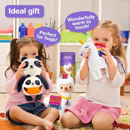 Avenir My First Sewing Kit for Kids 6-8, Alpaca Stuffed Animal Craft Set - color: Llama