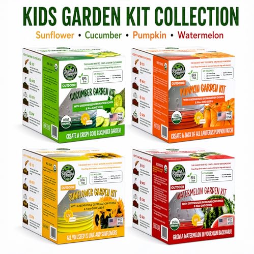 Kids Sunflower Garden Kit – Grow Your Own Sunflowers from Seeds with Greenhouse Germination Domes & Grow Rings, Non-GMO Seeds, BPA-Free | Gardening Gift for Kids & Families, Made in USA - color: Sunflower