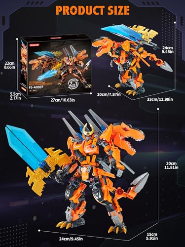 TIALLOW T-Rex Mech Set Dinosaur Transform Robot Figure Model Building Toy - style: T-Rex