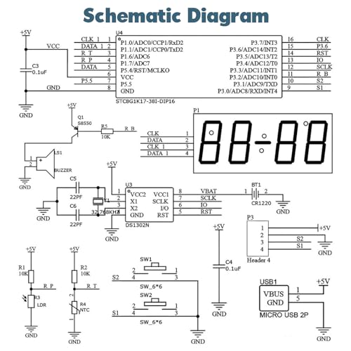 DIY Digital Alarm Clock Soldering Project Kit with RGB Display