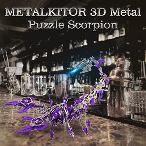 Metalkitor Scorpion 3D Metal Puzzles Kits for Adults Teens – 454 Pcs – Mechanical Assembly Models – 4 Hours to Build – Ideal for Gifts and Decorations (Purple) - color: Purple