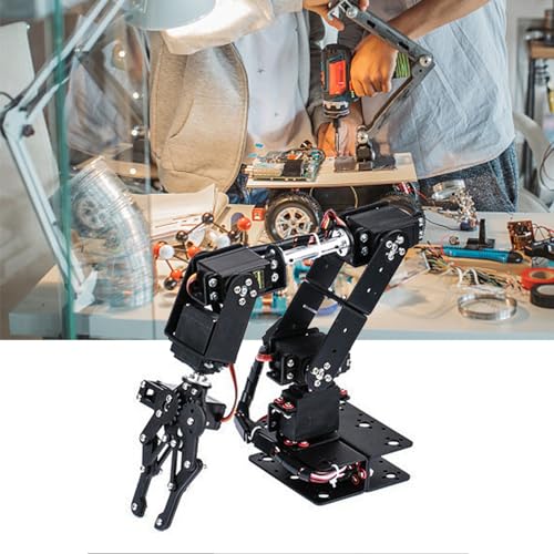 Ejoyous Robot Arm Kit, Mechanical 6DOF Robotic Arm Clamp Claw Building Kit DOF Manipulator Industrial Robot Parts